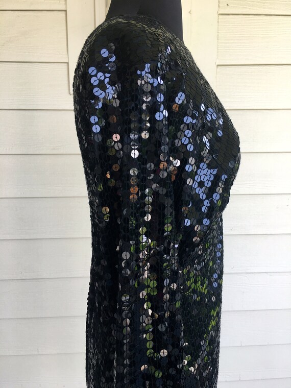 1970s Oleg Cassini Black Sequin Mini Dress - image 7