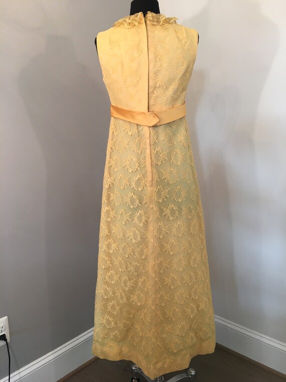 1970s Yellow Lace Dress with Sheer Lace Overcoat - image 6