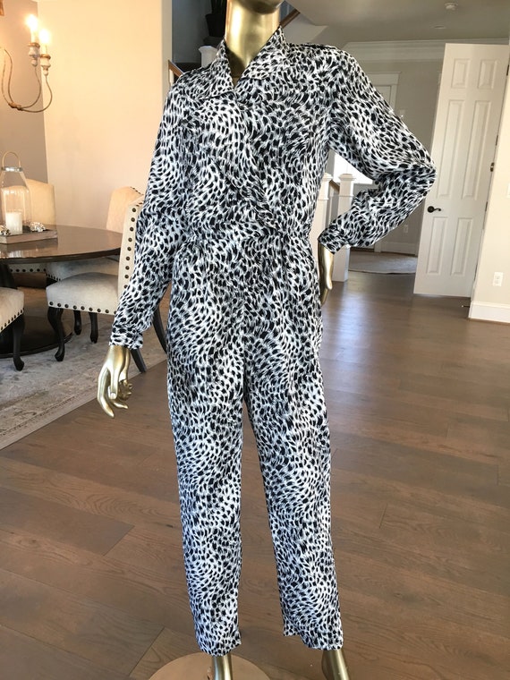 1970s Act I New York Graphic Print Jumpsuit
