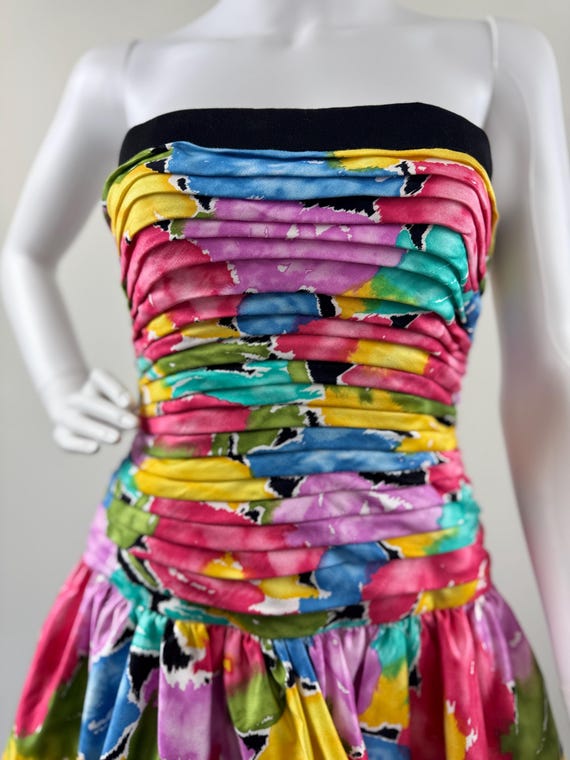 1980s A.J. Bari Abstract Floral Dress - image 4