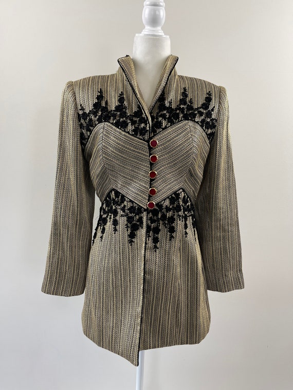 1980s Patricia Rhodes Long Embellished Blazer