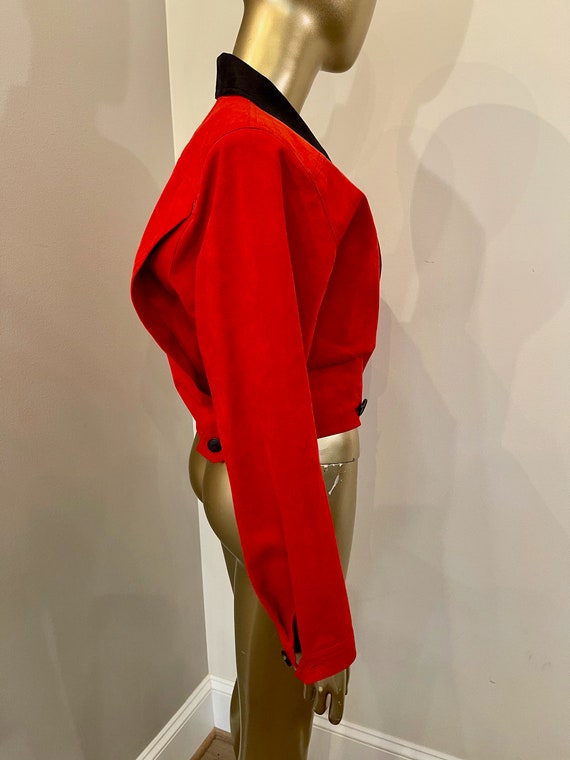 1970s Bill Blass Ultra Suede Red Cropped Coat - image 6