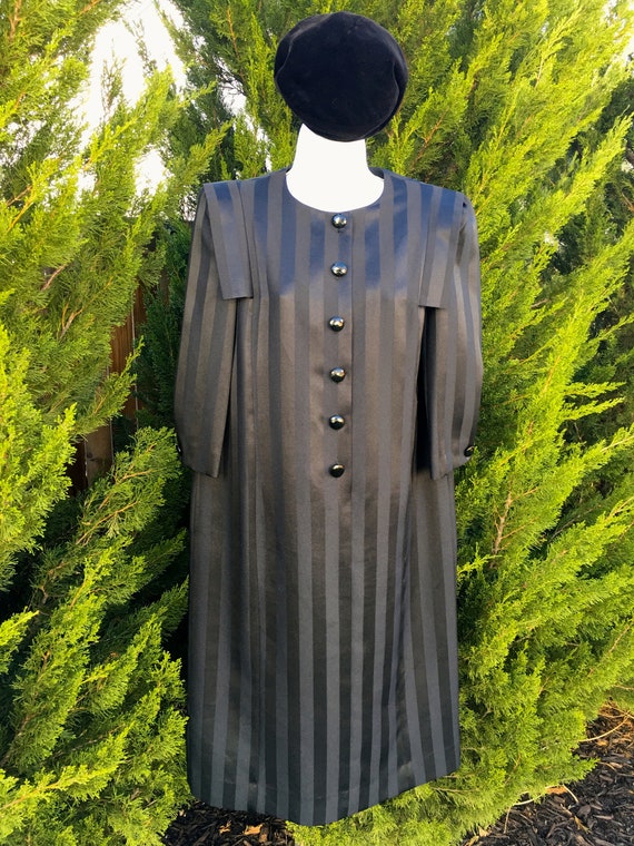 1950s Amy Adams Black Striped Dress/Overcoat - image 1