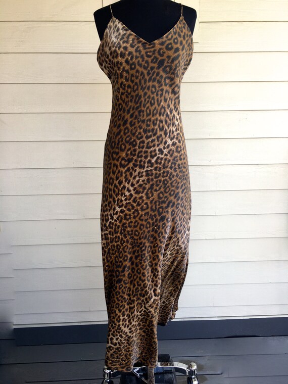 1980s SAM Cheetah Print Long Slip Dress