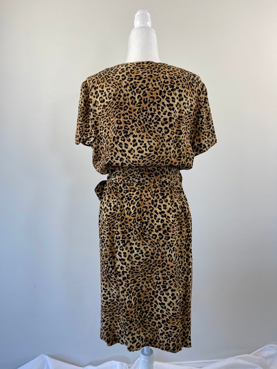 1990s Maggy London Cheetah Print Silk Wrap Dress - image 10