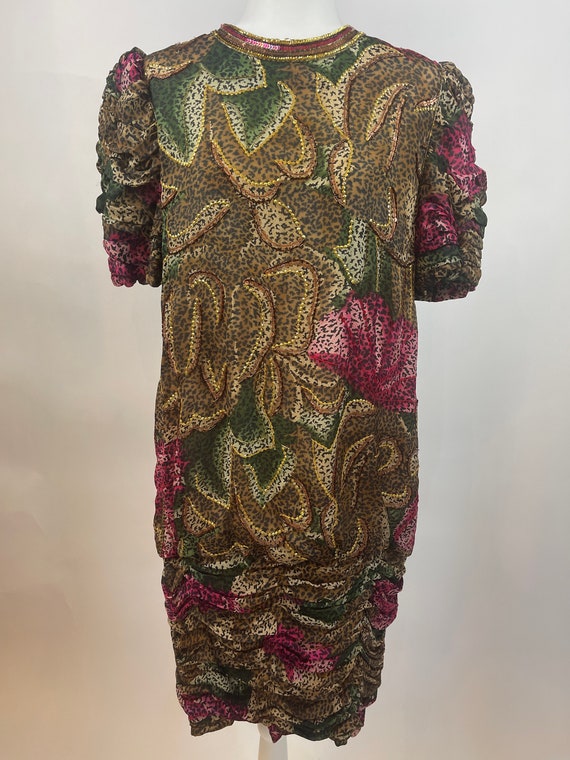 1970s Judith Ann Abstract Animal Print Dress - image 8