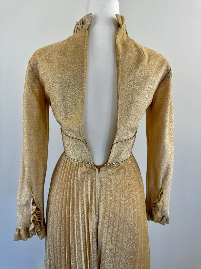 1970s Gold Metallic Knit Maxi Dress main image 1