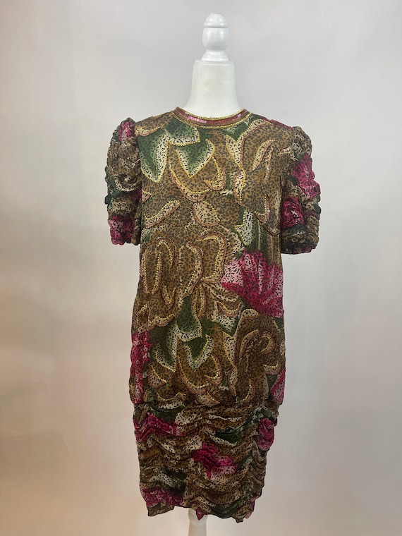 1970s Judith Ann Abstract Animal Print Dress - image 1