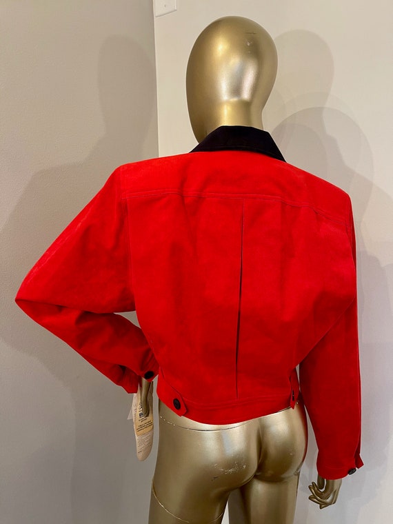 1970s Bill Blass Ultra Suede Red Cropped Coat - image 8