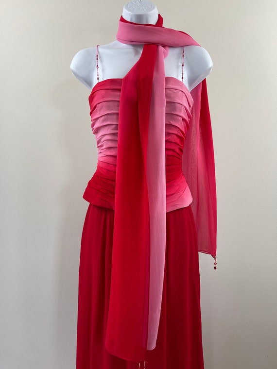 1990s Lillie Rubin Red/Pink Chiffon 3 Piece