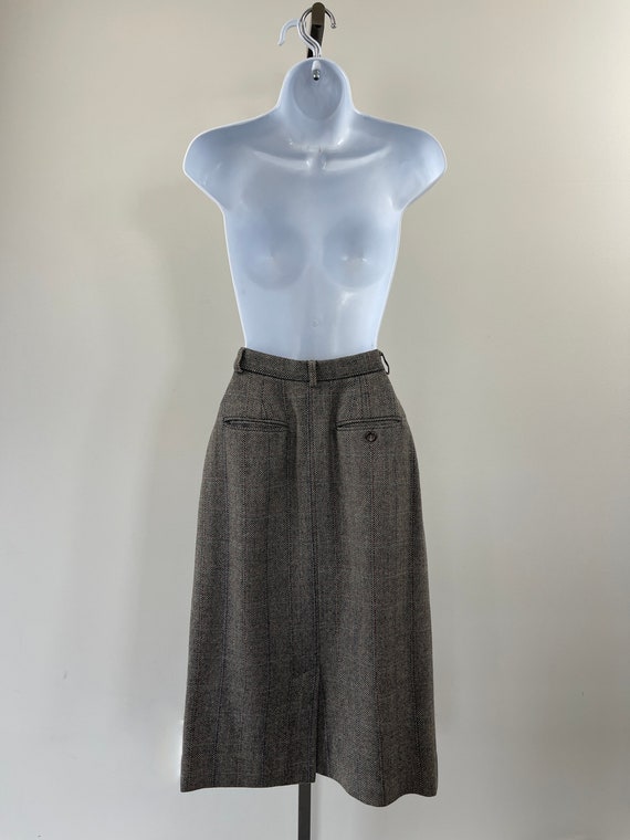 1980s Ralph Lauren Wool Herringbone Pencil Skirt - image 8