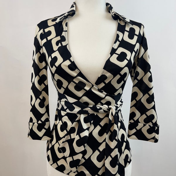 1990s Diane Von Furstenberg Silk Wrap Top