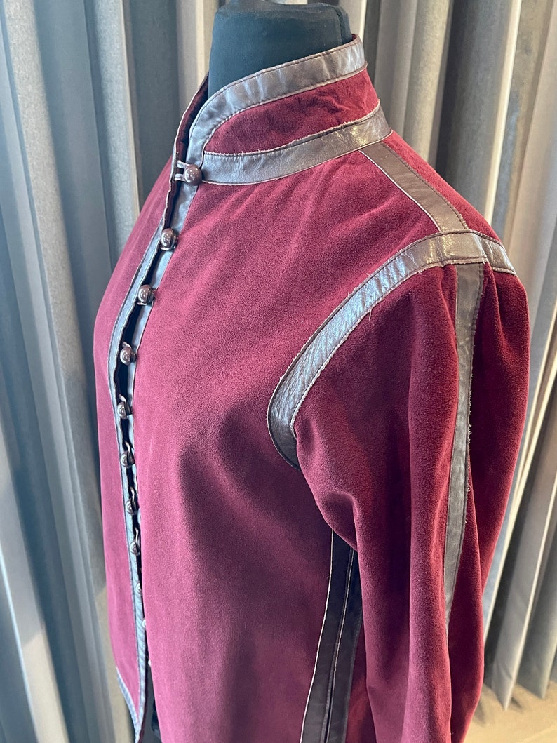 1970s Lilli Ann Burgundy Suede Jacket with Leather Trim