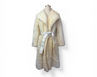 1970s Salvini White Faux Fur Coat