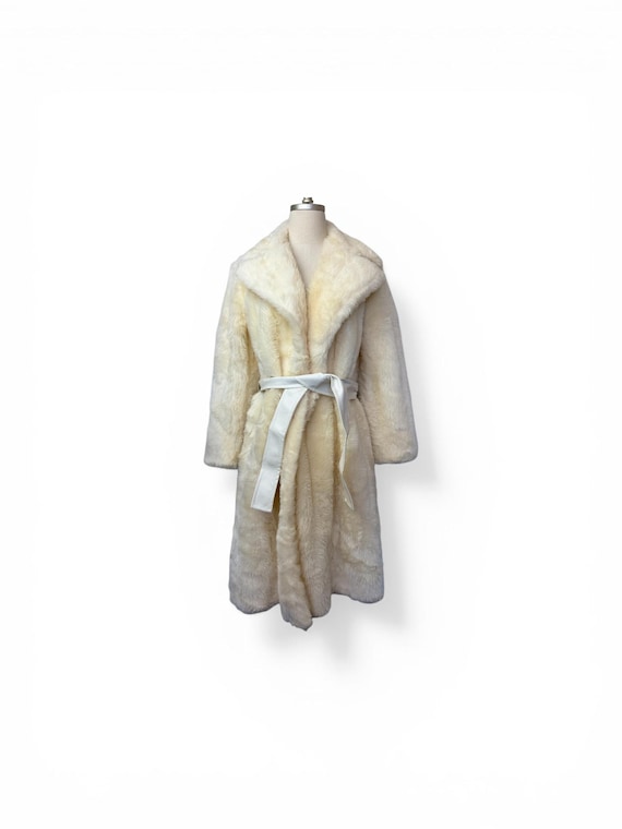 1970s Salvini White Faux Fur Coat