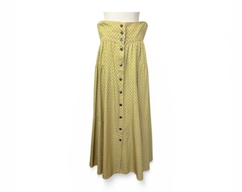 1980s Anne Pinkerton Button Down Diamond Print Prairie Skirt
