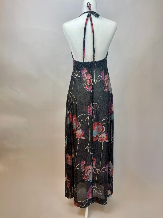 1970s Saks Fifth Avenue Iridescent Halter Dress w… - image 3
