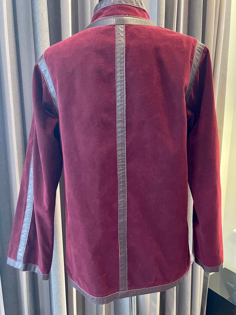 1970s Lilli Ann Burgundy Suede Jacket with Leather Trim