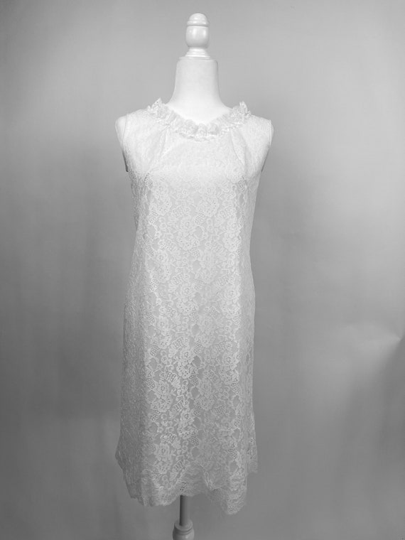1950s White Lace Slip Dress