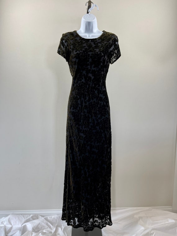 1990s Benjamin A. Velvet Brocade Long Dress