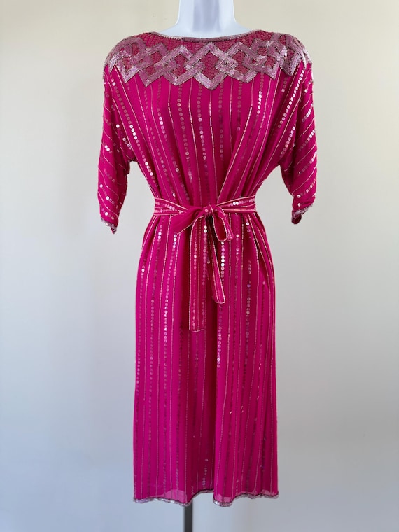 1980s Neiman Marcus Pink Silk Beaded Dress - Etsy