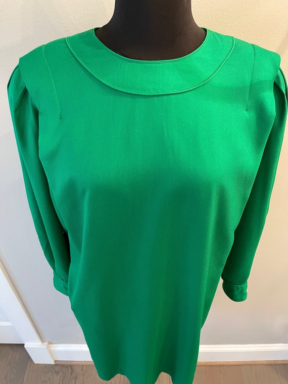 1980s Stanley Sherman Emerald Green Shift Dress - image 3