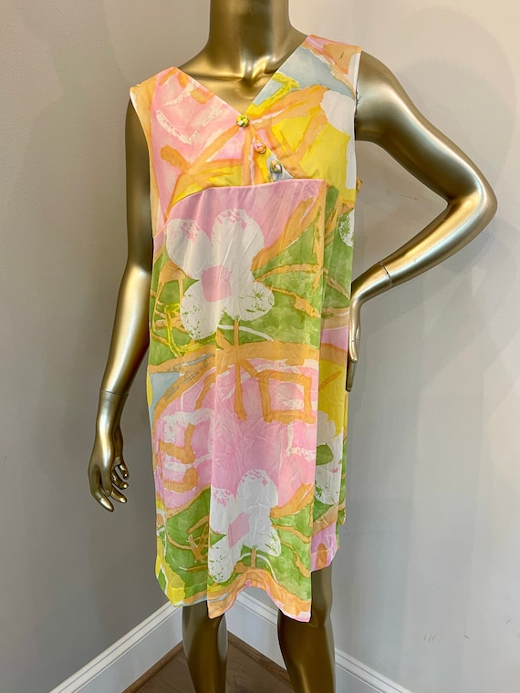 1960s Abstract Floral Slip Dress