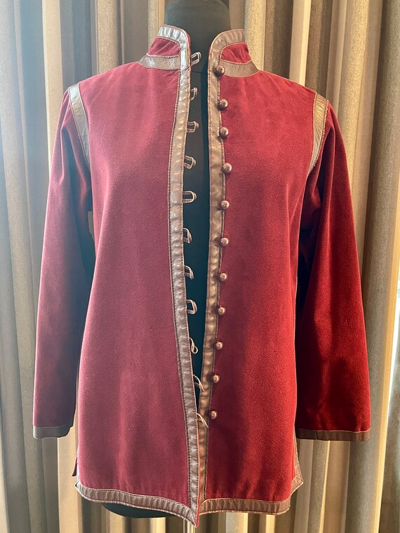 1970s Lilli Ann Burgundy Suede Jacket with Leather