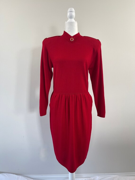 1980s St. John Red Knit Dress