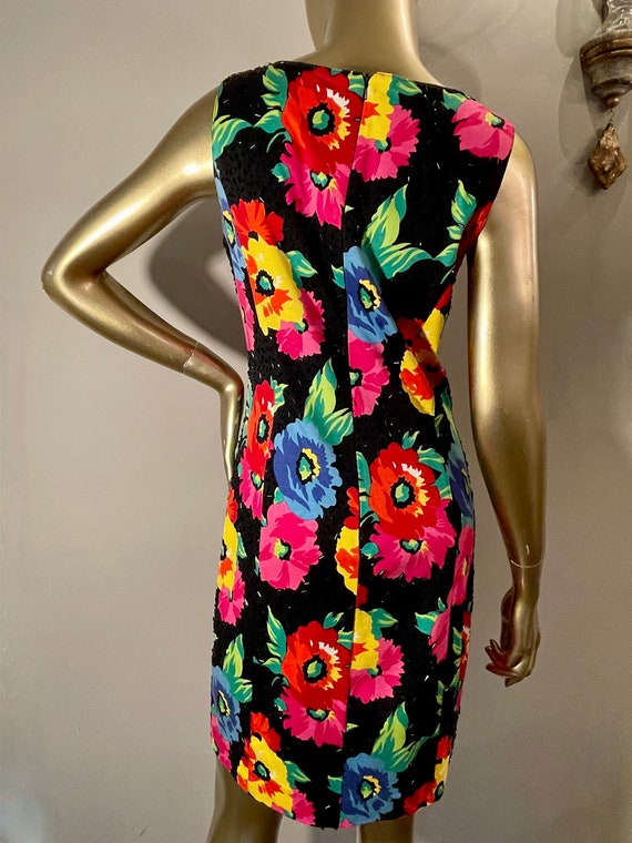 1990s Adrienne Vittadini Floral Dress with Beading - image 5