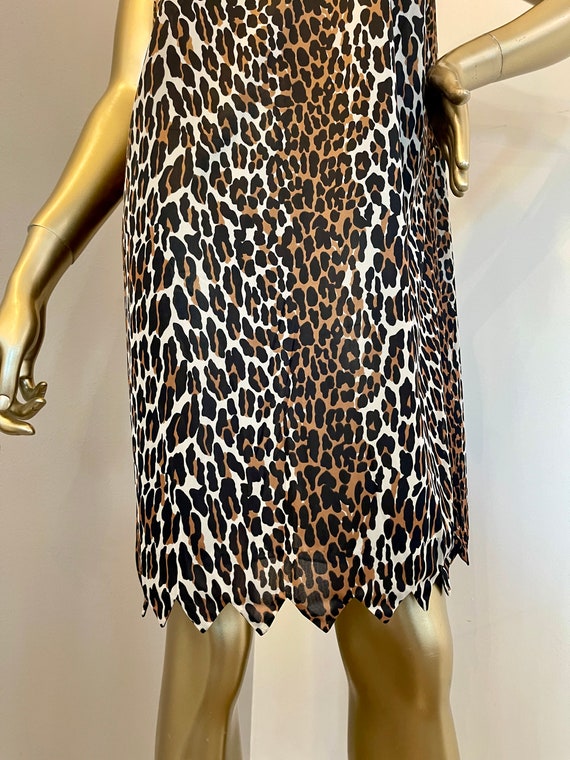 1960s Cheetah Print Slip with Jagged Edge Hem - image 2