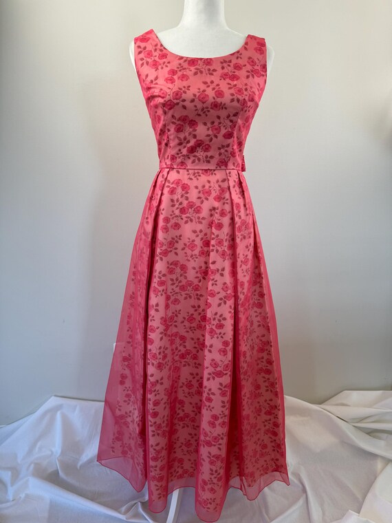 Breathtaking Heavy Embroidered Cotton 1970s Blush Pink Maxi Dress