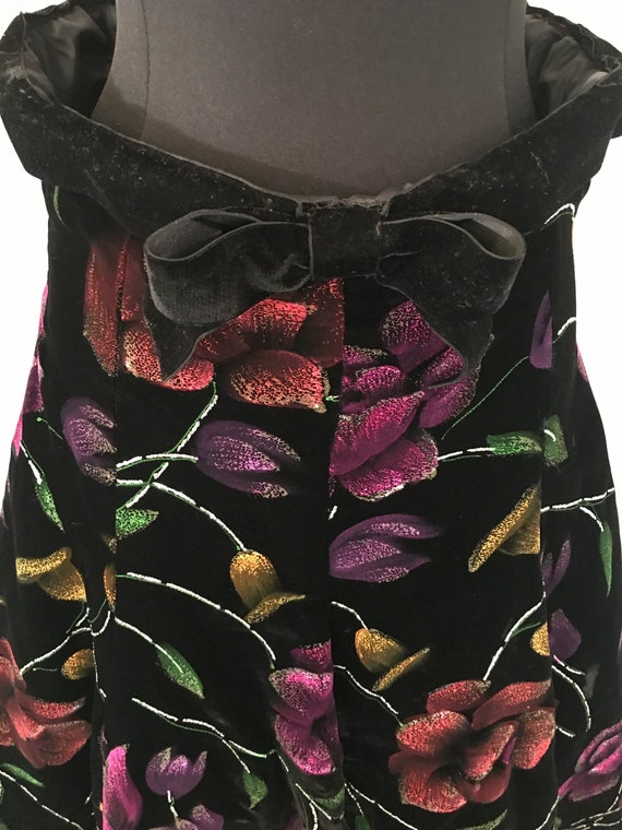 1980s Patricia Rhodes Floral Full Velvet Skirt - image 10