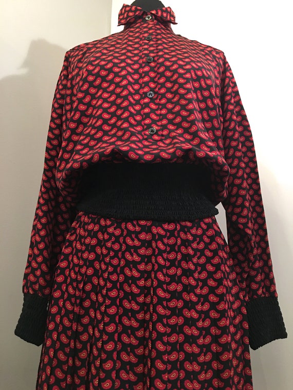 1980s Guy Laroche Silk Paisley Top and Skirt Set - image 2