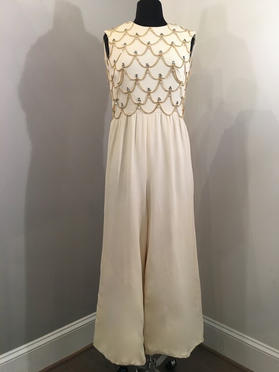1970s Nat Kaplan New York Montaldo's Cream Jumpsui