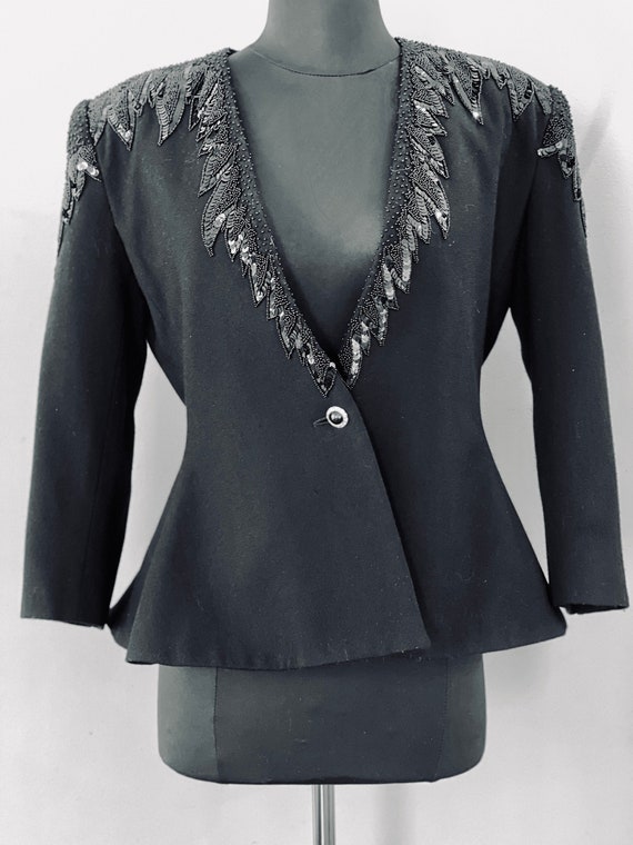 1980s Lillie Rubin Wool Jacket with Sequin Trim - image 1