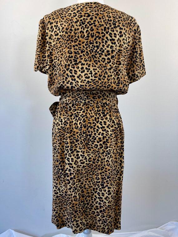 1990s Maggy London Cheetah Print Silk Wrap Dress - image 8