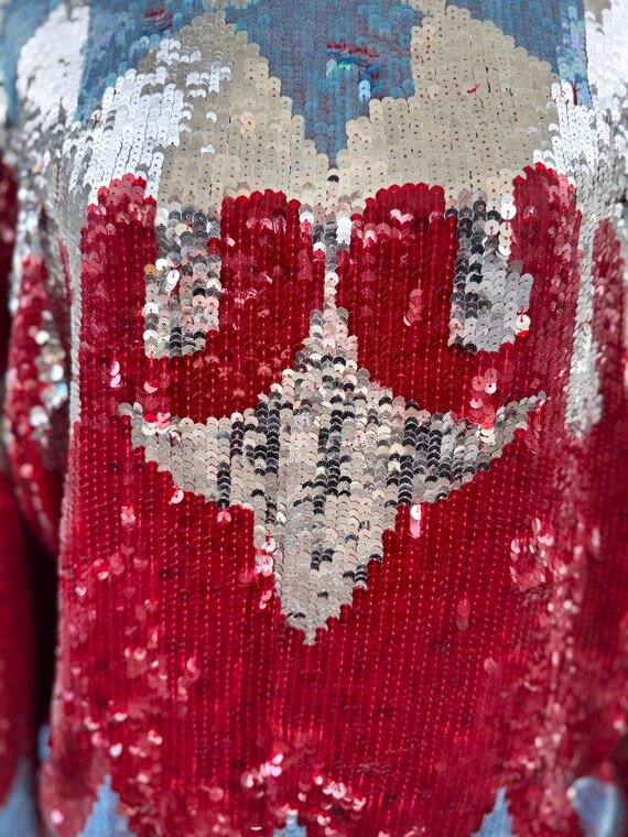1990s Abstract Print Sequin Top - image 6
