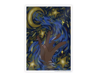 Cast A Spell | Starry Night Hand Illustration poster | Gloss Poster