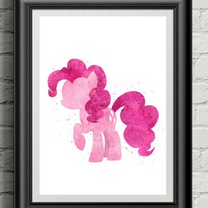 Pink pony aquarel kunst digitale download, kunst aan de muur, kinderkamer kunst, kinderdecor, afdrukbare kunstwerken.