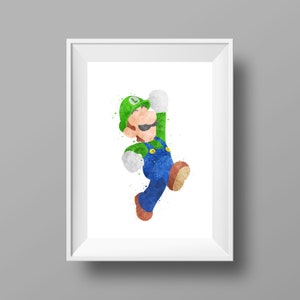 Green Plumber Hero Watercolor Print Digital Download, Kids Room Decor, Wall Art, Baby Nursery Art.