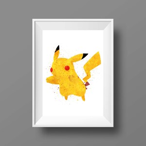 Yellow Electric Mouse Watercolor Digital Download Print, Nursery Art, Kids Wall Art, Home Decor, Printable Art.