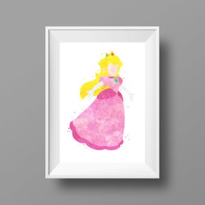 Toadstool Pink Princess Watercolor Digital Artwork, Wall Art, Nursery Art, Digital Download.