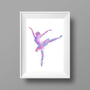Rainbow Ballerina Watercolor Art Print, Wall Art, Nursery Art Print, Home Decor, Printable Art.