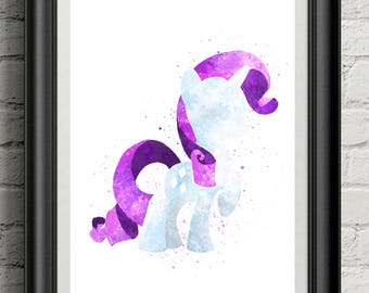 Purple and White Unicorn Watercolor Art Print, Digital Download, Instant Download, Nursery Art, Wall Art, Home Decor, Kids Room Decor.