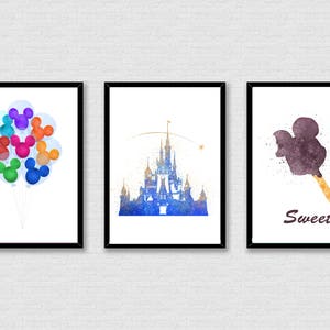 Themenpark Aquarell Set digitaler Download, Wandkunst, Kindergarten Kunst, Home Decor, Aquarell Kunst.