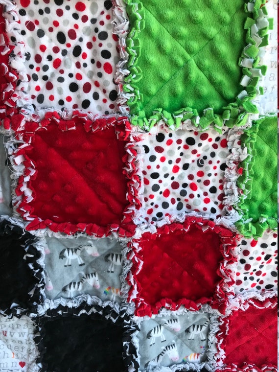 BlueYellowFlowers Gender Neutral Handmade Rag Quilt