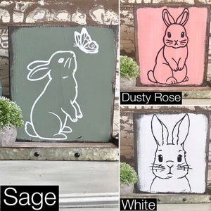 Bunny Sign / Rabbit Decor / Easter Decoration / Rustic Easter Sign ...