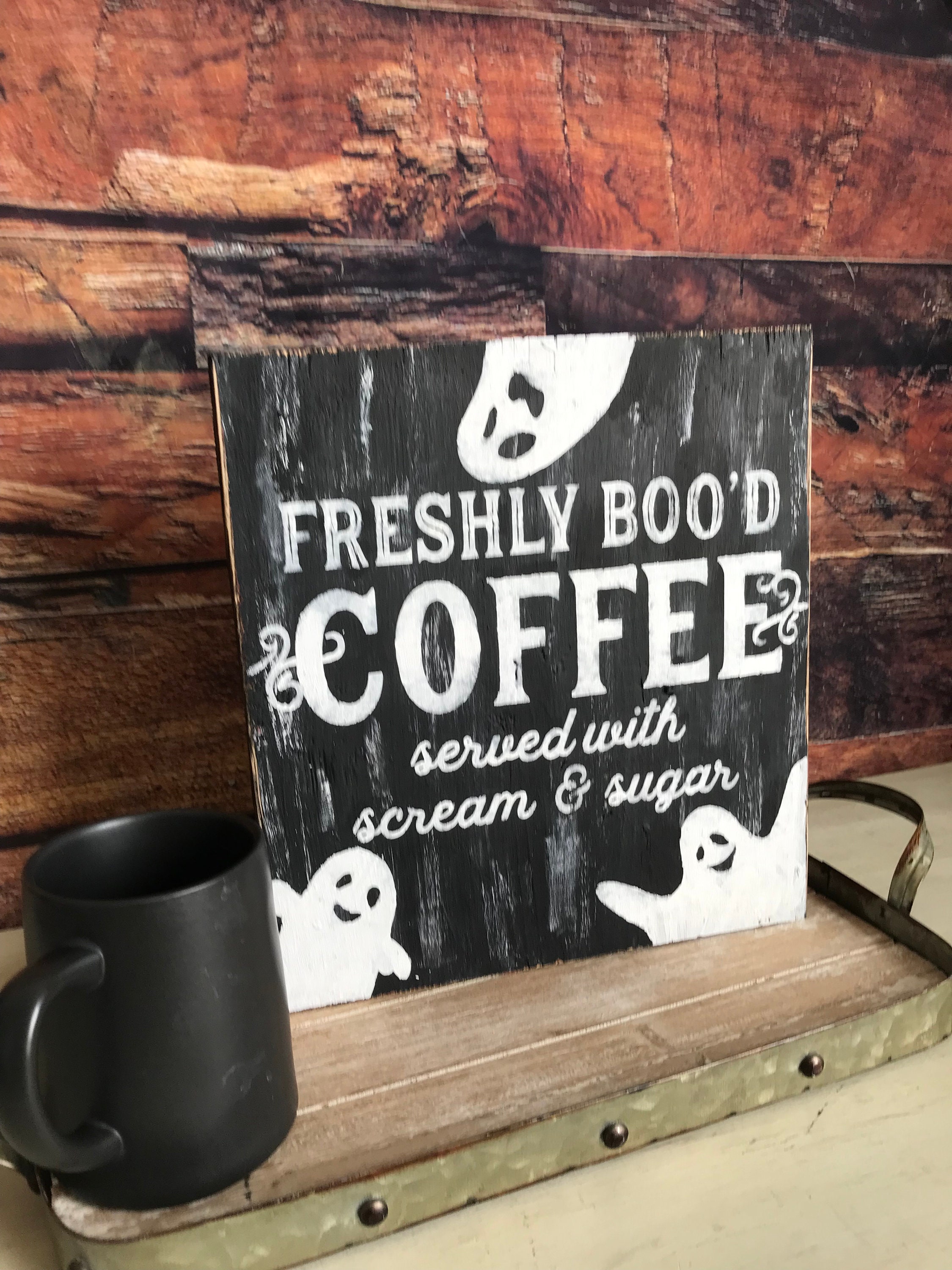 Rustic Boo Sign Halloween Decor / Rustic Halloween Sign / Ghost Decor / Freshly Boo’d ...