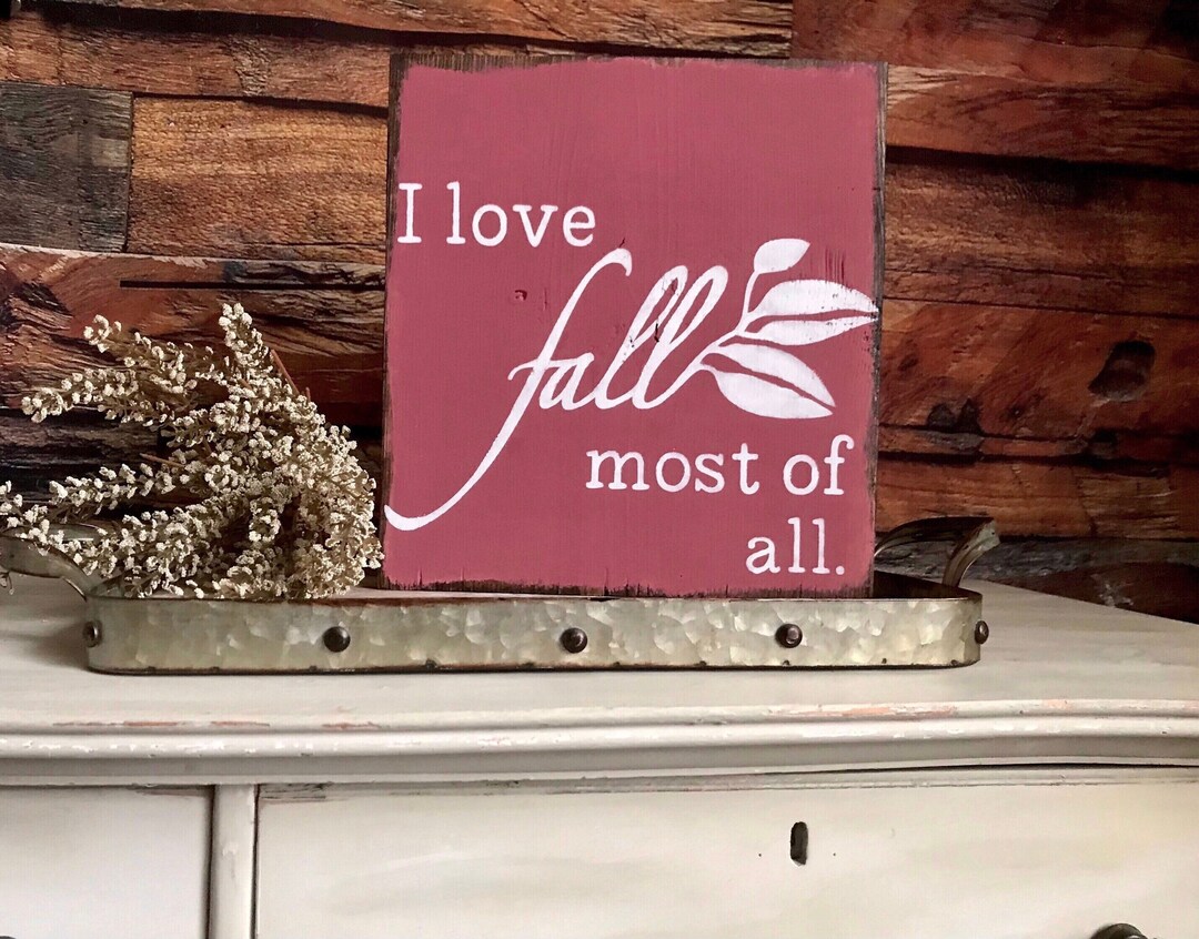Fall Table Sign / Fall Wall Decor / Rustic Fall Decor / Pink Fall Sign ...